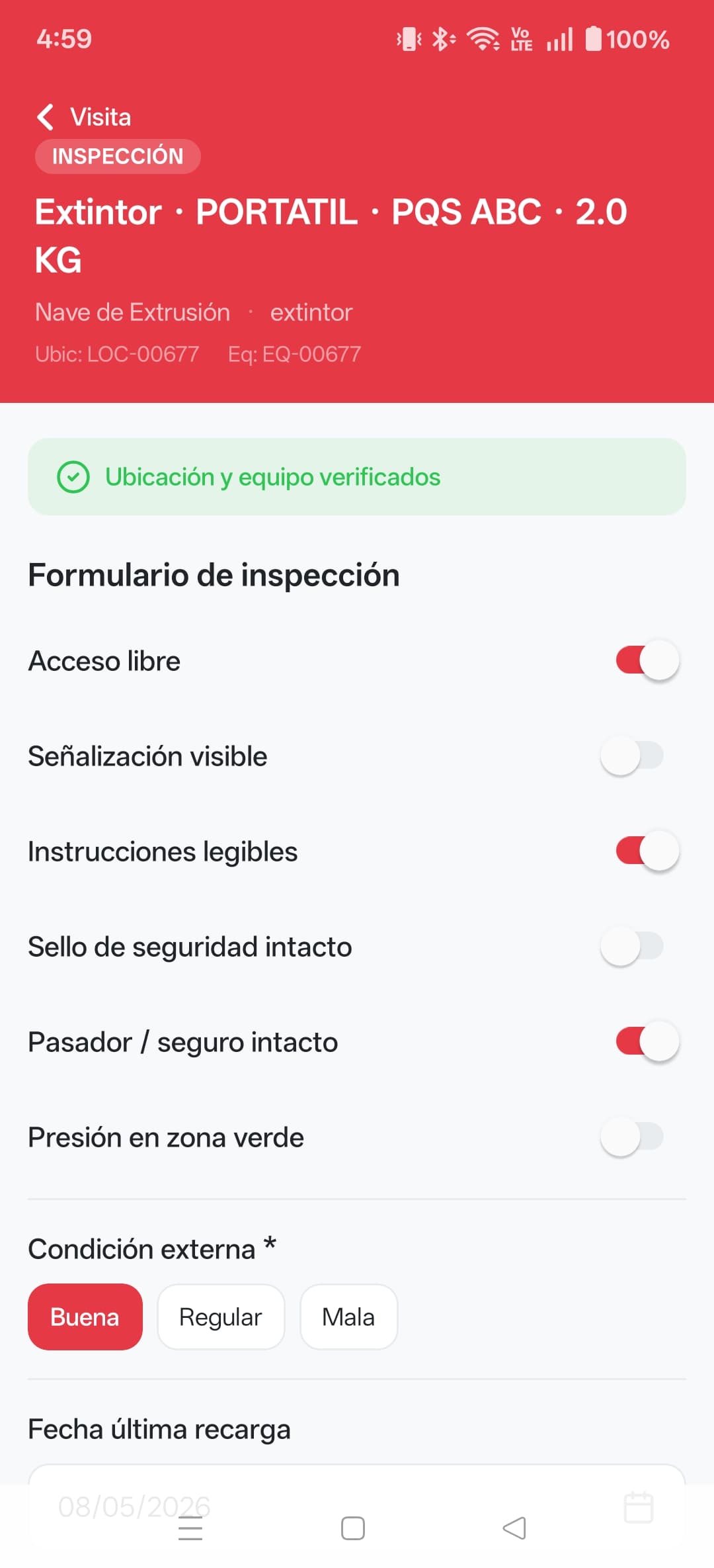 Inspecciona con la app móvil